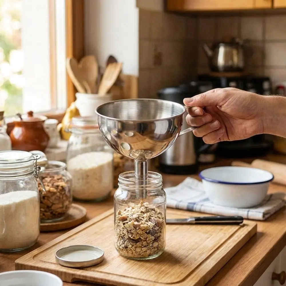 

Large-Diameter Stainless Steel Liquid Funnel Food-Grade Thickened Oil Funnel Wide Mouth with Strainer Kitchen Filter Kitchen