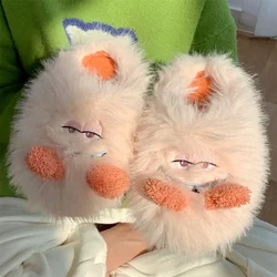 Cute cartoon monster head wrapped cotton pantofole winter girl heart home indoor leisure soft bottom warm fur cotton shoes