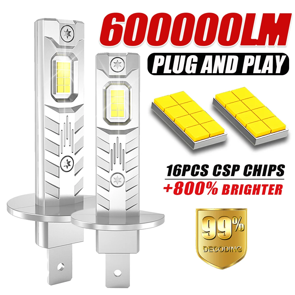 

H1 светодиодные лампы для автомобильных фар CANBUS 6000K супер яркие фары мини беспроводные автомобильные противотуманные фары ампульный прожектор 12 В Plug&Play