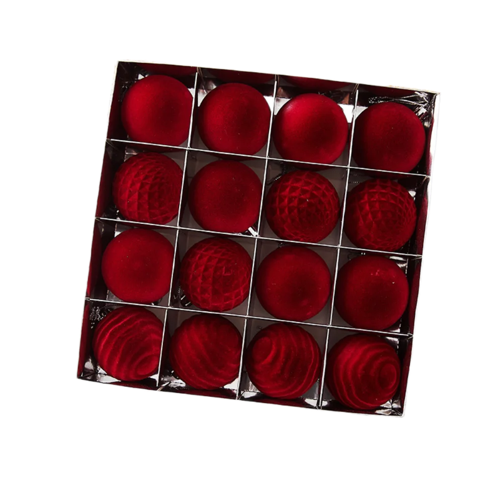 

16pcs 6cm Christmas Tree Ball Pendant Flocking Reusable Christmas Hanging Balls Shatterproof Xmas Tree Ornaments Party Favors