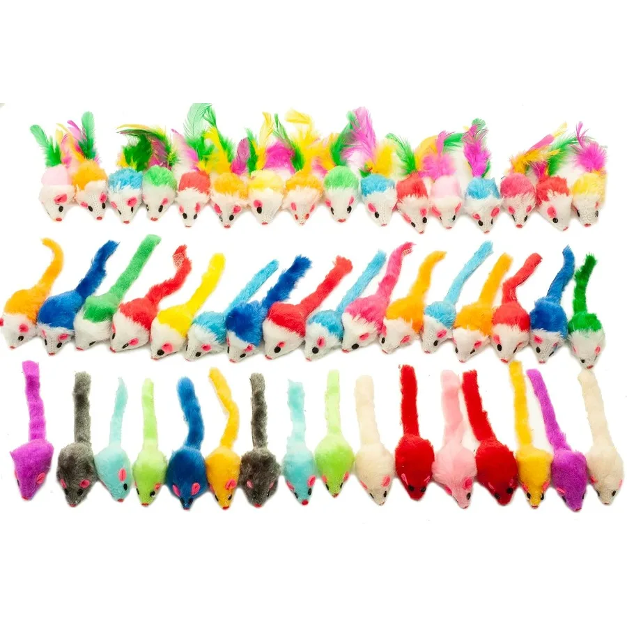 

48 шт. разные мыши, игрушки для кошек, пушистая погремушка, игрушка для котенка, мини-мыши для домашних кошек, интерактивные игры, различные цвета