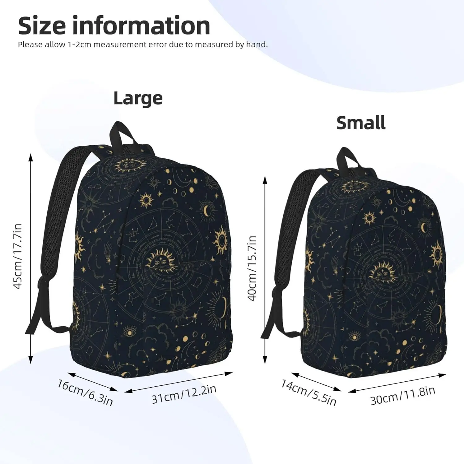 Backpack Casual Lightweight Gold Sun Moon And Stars Laptop Backpack Men Women Travel Bag Outdoor Canvas Daypack