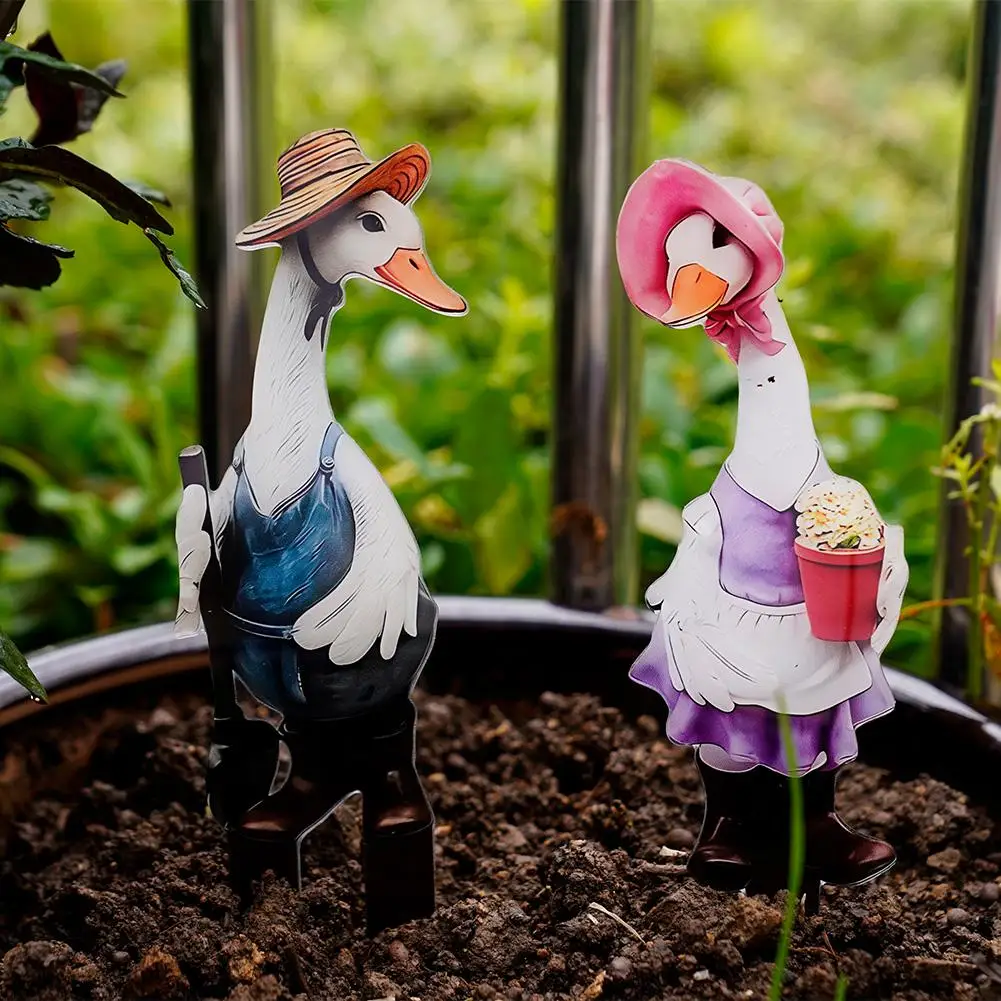2D Flat Acrylic Animal Garden Stake Outdoor Yard Decoration Waterproof Rooster Duck Insert Ornament Signs for Lawn Patio Flower