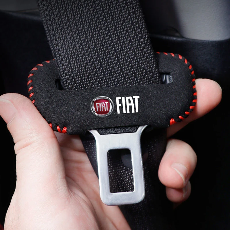 2Pcs Car Logo Seat Safety Belt Buckle Cover Interior Accessories For Fiat 500 Panda Cronos Argo Punto Tipo Doblo Abarth Bravo