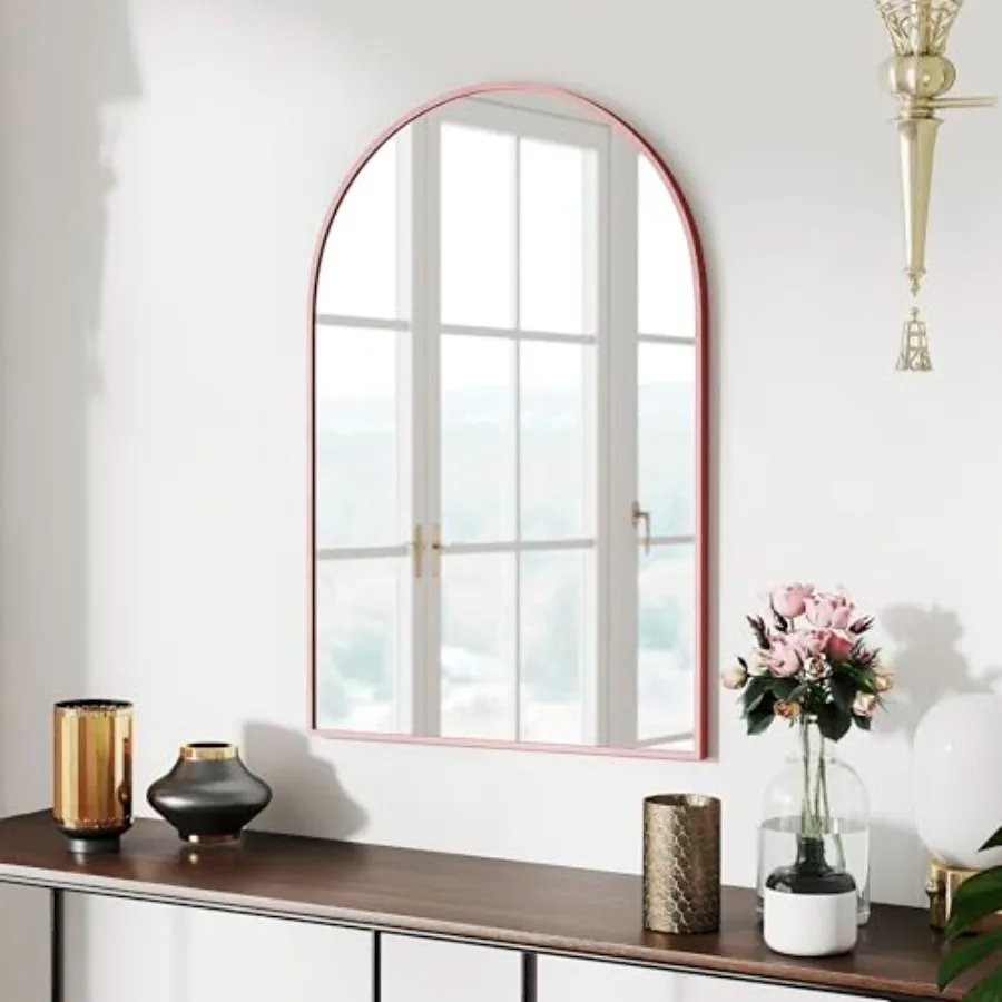 

30x20 Arch Mirror Full Length Wall Mounted Hanging or Against Wall Metal Aluminium Alloy Frame Dressing Mirrors for Entryway Be