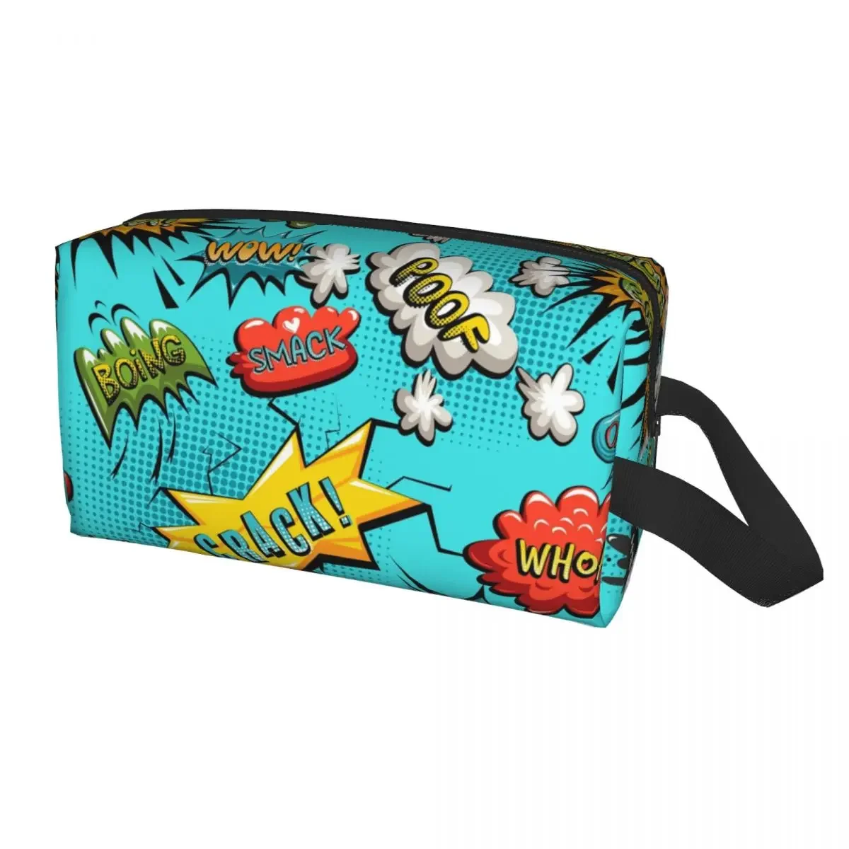 Superhero Cartoon Anime Cosmetic Bag Comic Pop Art Explosions Pattern Toiletry Makeup Organizer Ladies Beauty Storage Dopp Kit