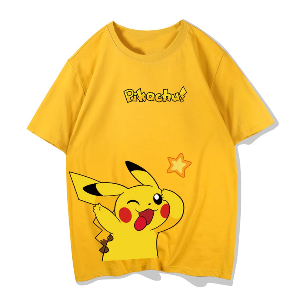 Pok é mon Co branded Pikachu T-shirt Summer Round Neck Loose Cotton Short Sleeve Men's And Women's Couple T-shirt Top Clothing