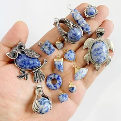 5pcs Natural Blue Dote Sodalite Stone Pendant Unique shape Charms Pendants For Jewelry Making Diy Necklace Earring Accessories