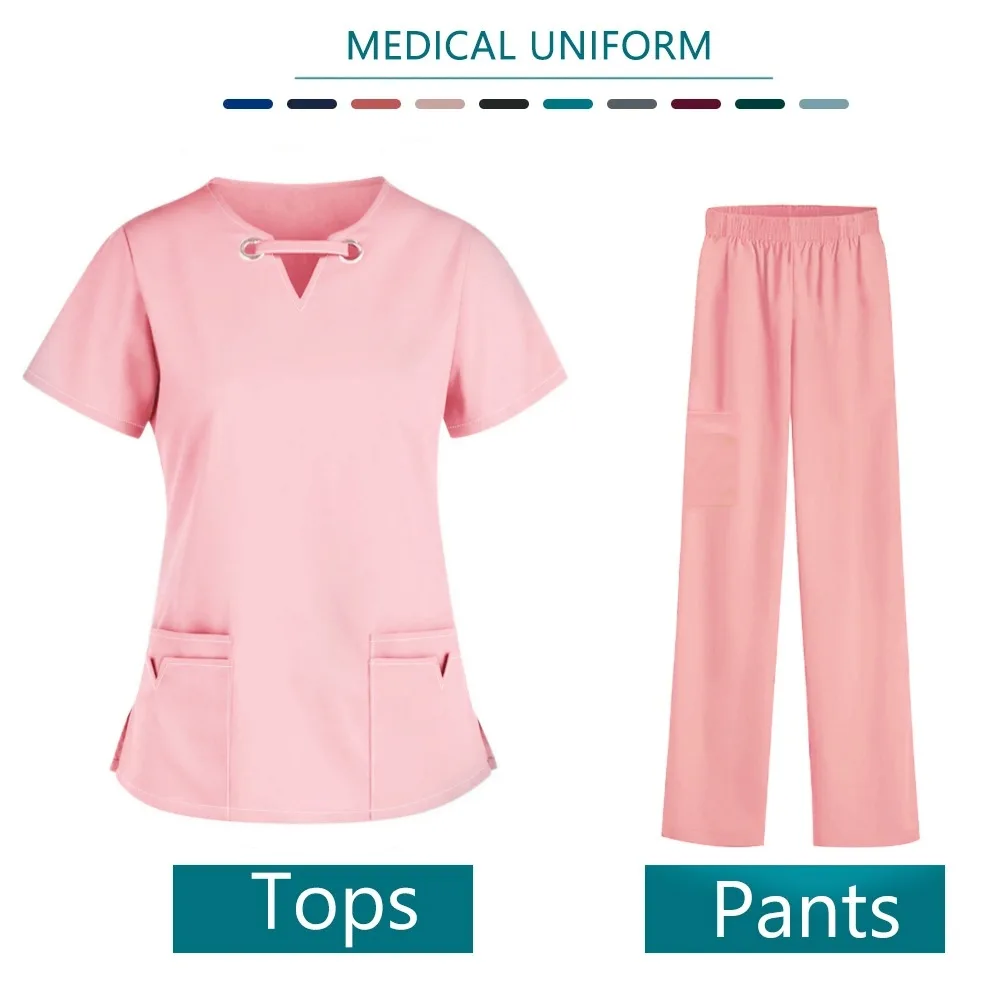 Slim Fit Medical Scrubs Uniform Women Scrub Sets Nursing Accessories Hospital Surgery Gowns Dental Clinic Beauty Salon Workwear