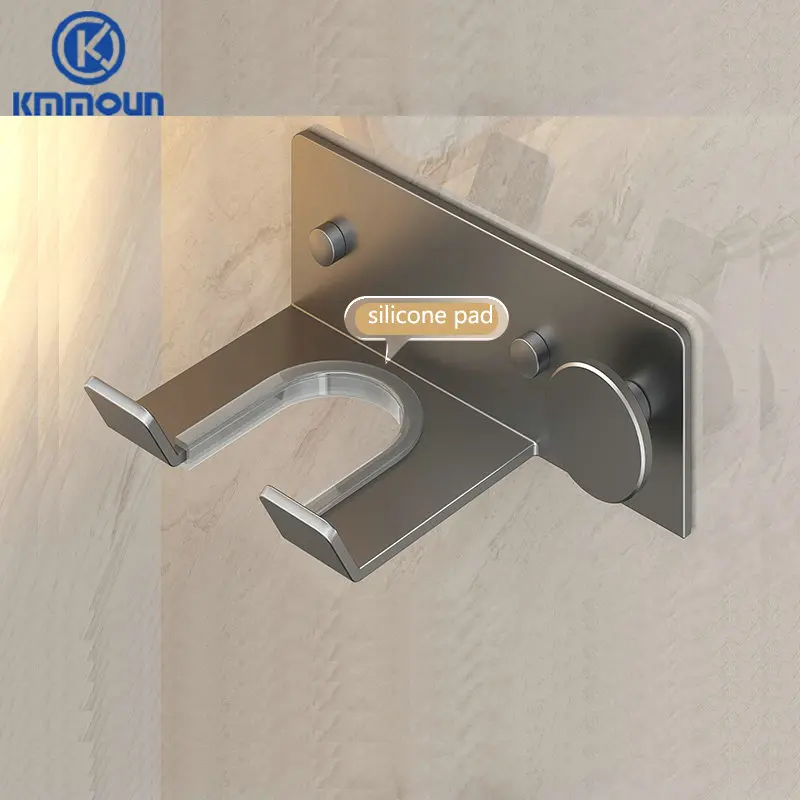 رمادي/أسود مجفف الشعر حامل الأسر حديثا رف مجفف الشعر رف الحمام الجرف المعدني الحائط تخزين هوك #5