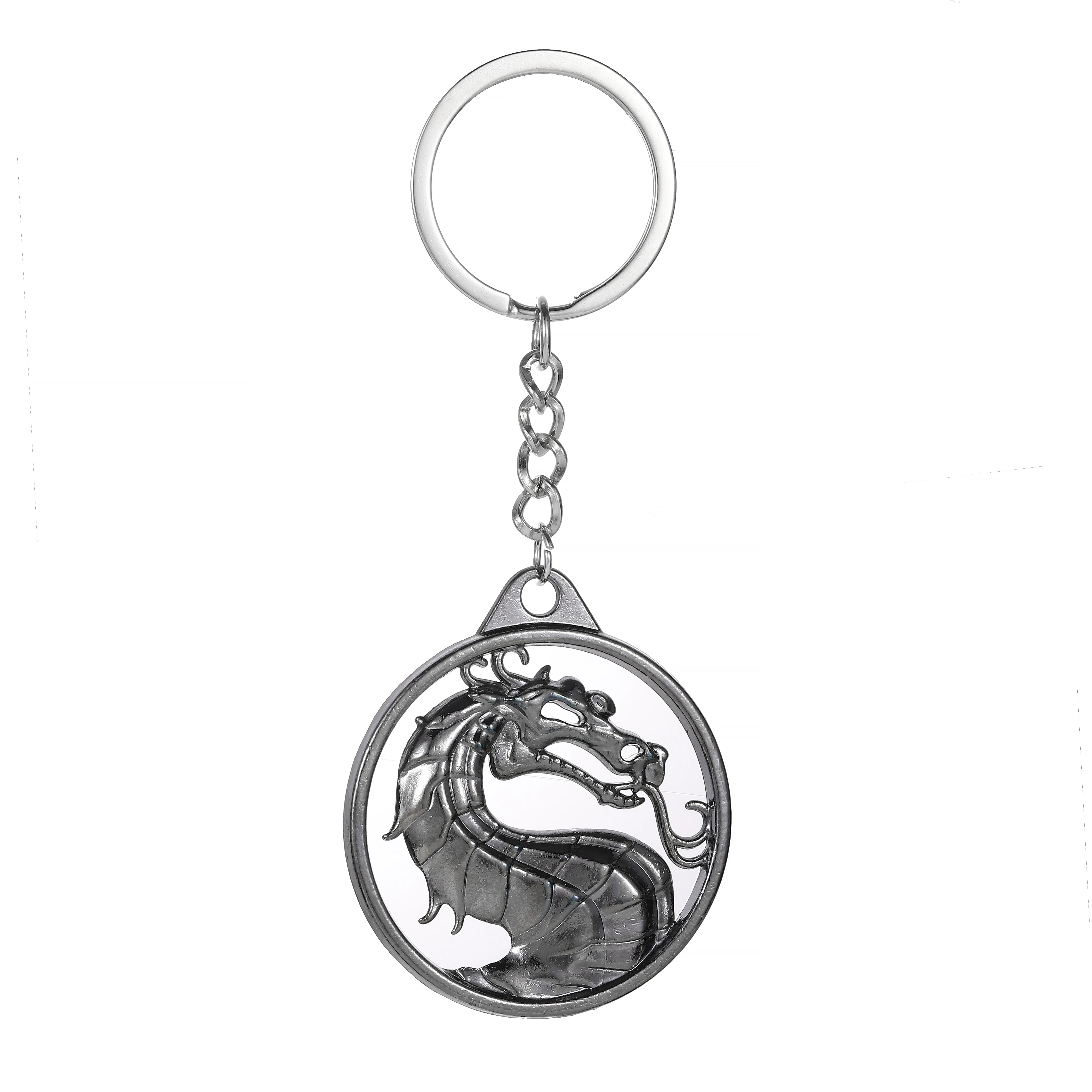 Classic Fighting Key Chain Games Mortal Kombat Peripheral Keychain Hip Hop Style Dragon Head Keyring Collection Accessories