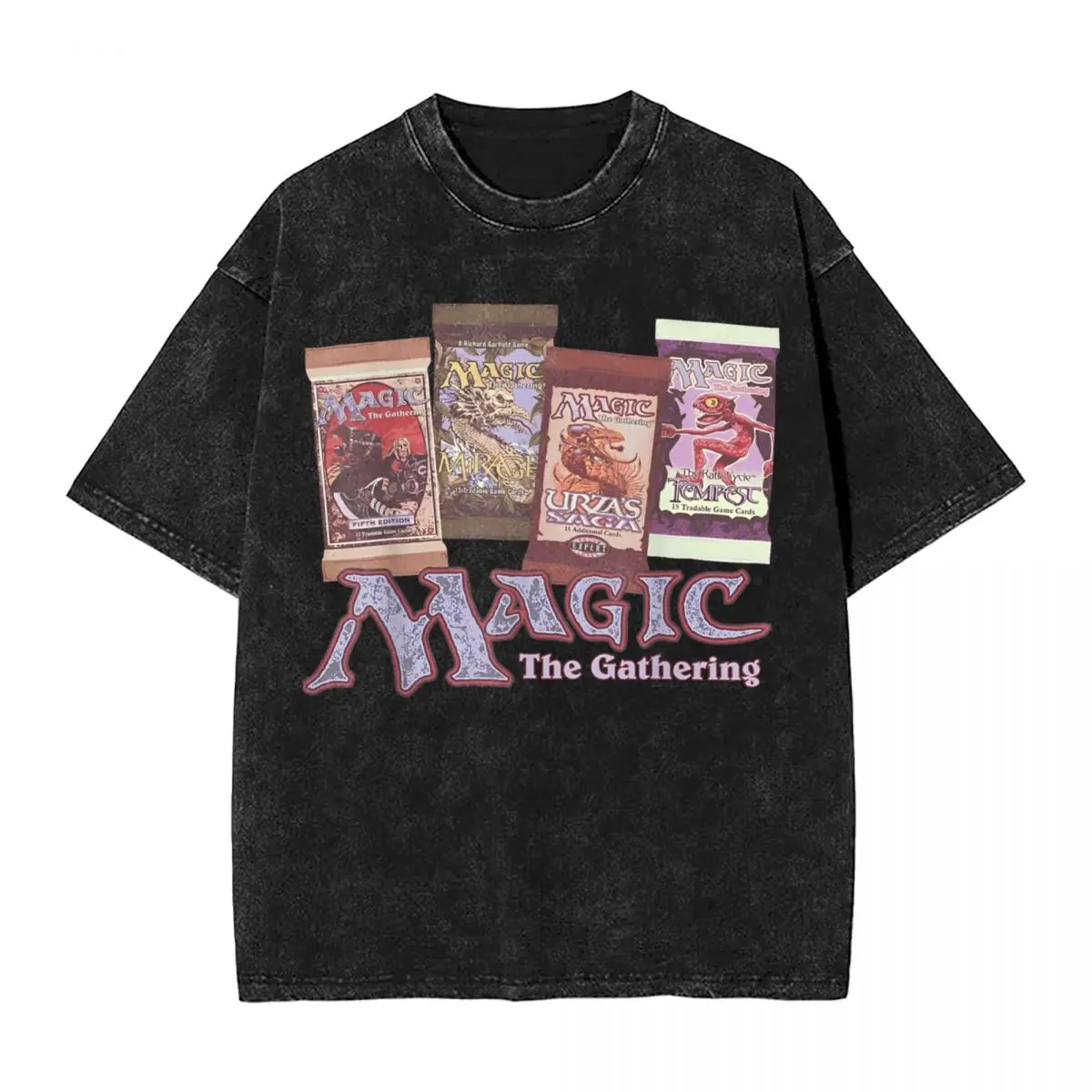 Magic The Gathering Planeswalker Mandala T Shirt Washed Harajuku T-Shirt Vintage Men Women Tops Streetwear Summer Tee Shirt