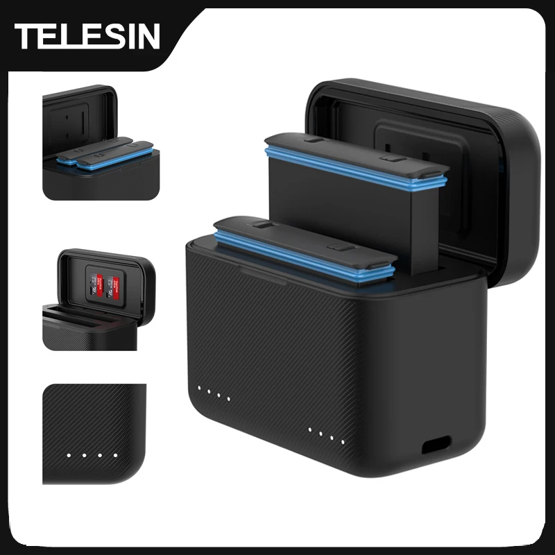 TELESIN Przenośna ładowarka do akumulatorów Insta360 X3 X4 2 gniazda karty TF Ładowarka do akumulatorów Insta 360 X3 X4