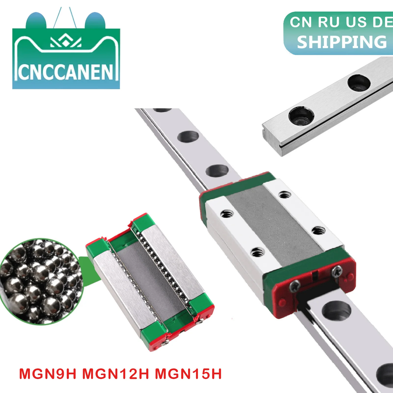 MGN9 MGN12 MGN15 Miniature Linear Rail Slide 100 - 1000mm MGN Linear Guide + MGN9H MGN12H MGN15H Carriage Block CNC 3D Printer