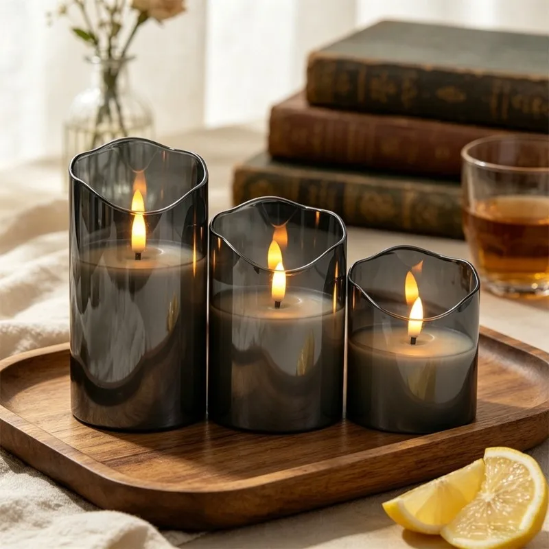 12.12Electronic Led Candles Light Flickering Flameless Battery-Powered Clear For Wedding Party Christmas Lamps