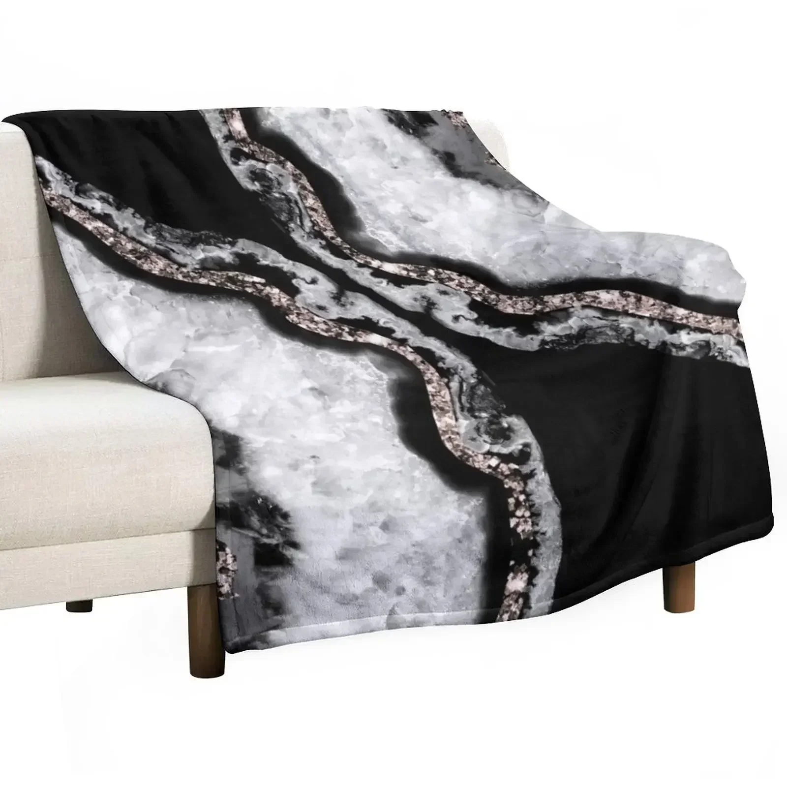 Yin Yang Agate Glitter Glam #5 (Faux Glitter) #gem #decor #art Throw Blanket Thin cosplay anime Blankets
