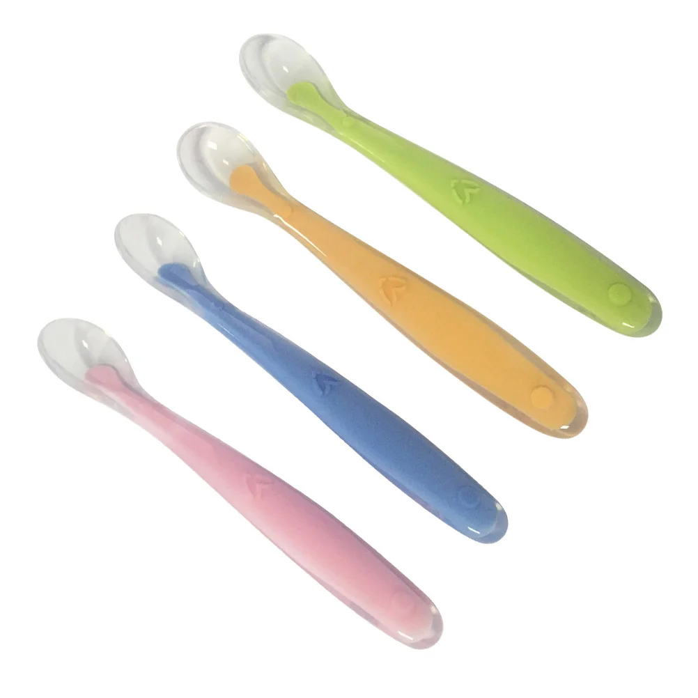 

4Pcs Silicone Baby Feeding Spoons Soft Chewable Training Spoons for Feeding Weaning Tableware