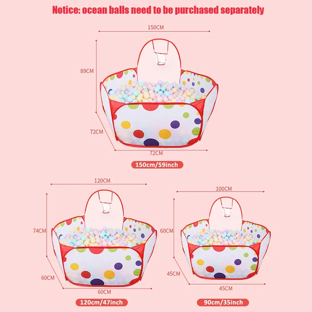 1.5M/1.2M/0.9M Box per bambini Infantile Piscina di palline per bambini con cestino Parco giochi Tenda Ocean Ball Pit Portatile Giocattoli per interni Ragazze