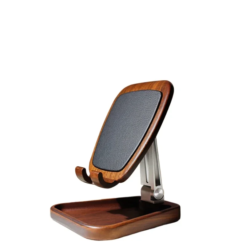 

*High-end black walnut mobile phone holder, desktop video live broadcast, wooden mobile phone holder