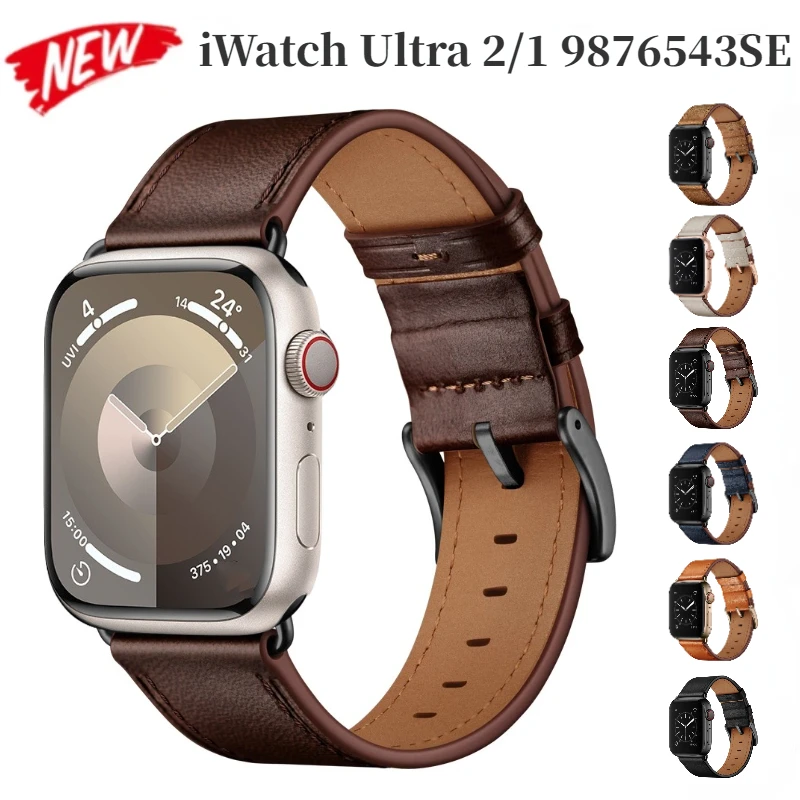 

Кожаный ремешок для Apple Watch Ultra/2 49 мм 10 9 8 7 46 мм 45 мм 41 мм Премиум Классический Браслет ремешок 6 5 4 SE/2 44 мм 42 мм 40 мм ремешок