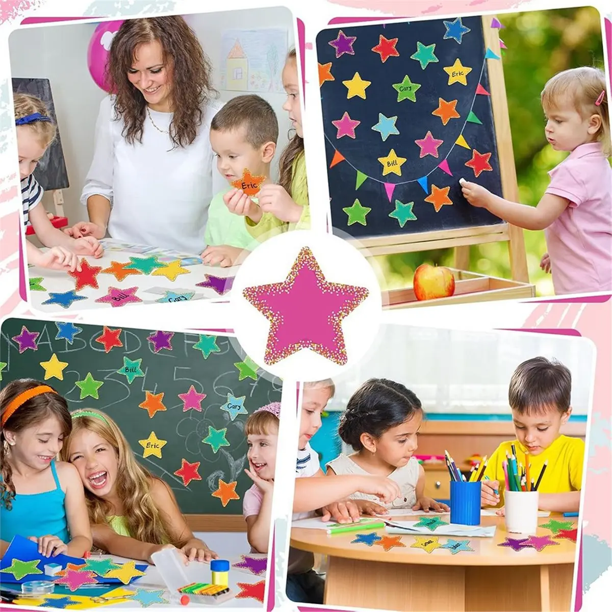 BHBL 108 Pcs Colorful Paper Star Multicolor Paper Star Cut Outs Confetti for Bulletin Board DIY Crafts School Wall Decoration