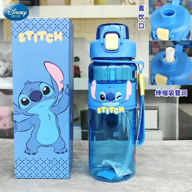 

820ml Stitch Children's Water Cup Disney Mickey Mouse Cartoon Direct Drinking Straw Drop Resistant Tritan Water Cup