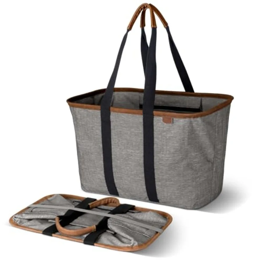 

CleverMade Collapsible LUXE Tote - Reusable Grocery Shopping Storage Bag Organizer w/Handles Reinforced Bottom
