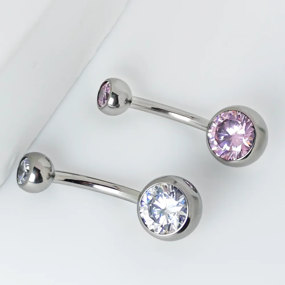 ASTM F136 Titanlegierung Implantatqualität Zirkonia Kugel Bauchnabel Ohrstecker Modischer und sexy 14G Bauchpiercing Körperschmuck – Detail 4