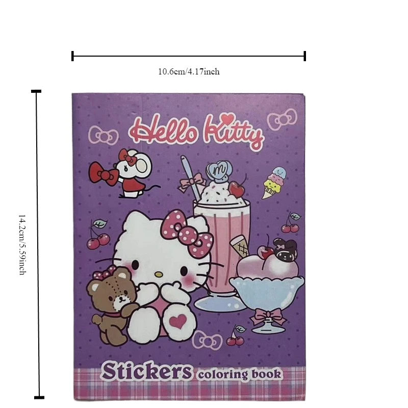 Hello Kitty Kawaii Mini Drawing Book Sanrio Cartoon Stickers Cute Coloring Book Coloring Notebook Children\'s Gift Wholesale