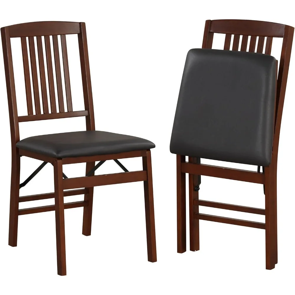 

Folding Dining Chairs Set of 2, Foldable Chairs with Padded Seat and Rubber Wood Legs, 2 Pack Armless Kitchen Side Chair