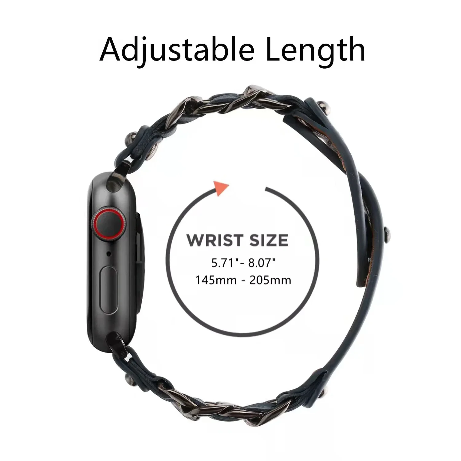 Leather Strap For Apple watch band 46mm 45mm 41mm 44mm 42mm 40mm Stainless Steel Denim Chain Belt iWatch Ultra 10 9 8 7 6 5 4 SE