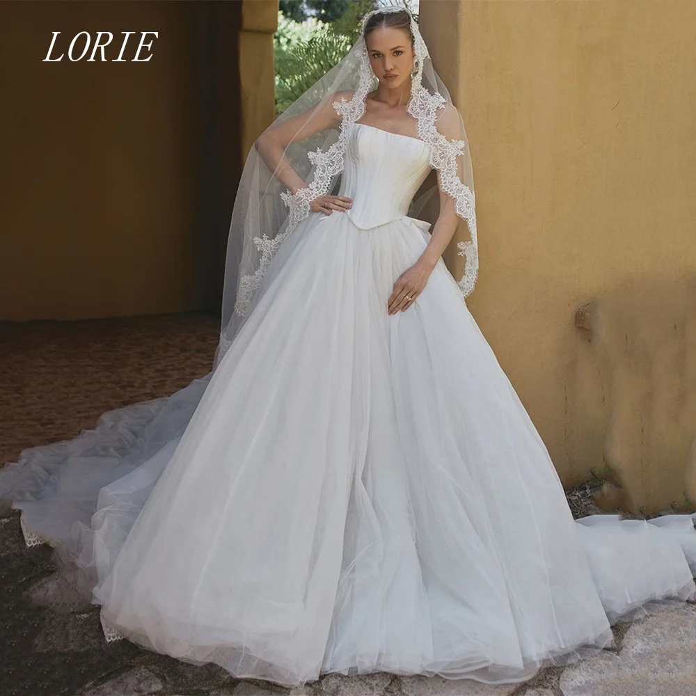 LORIE Luxury A Line Wedding Dress Strapless Illusion Bridal Dresses Corset Sleeveless Wedding Gown Customized 2026