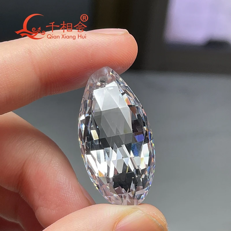 white color pear drop shape The Briolette  India 110ct  17*36mm  cubic zirconia loose stone cz stone