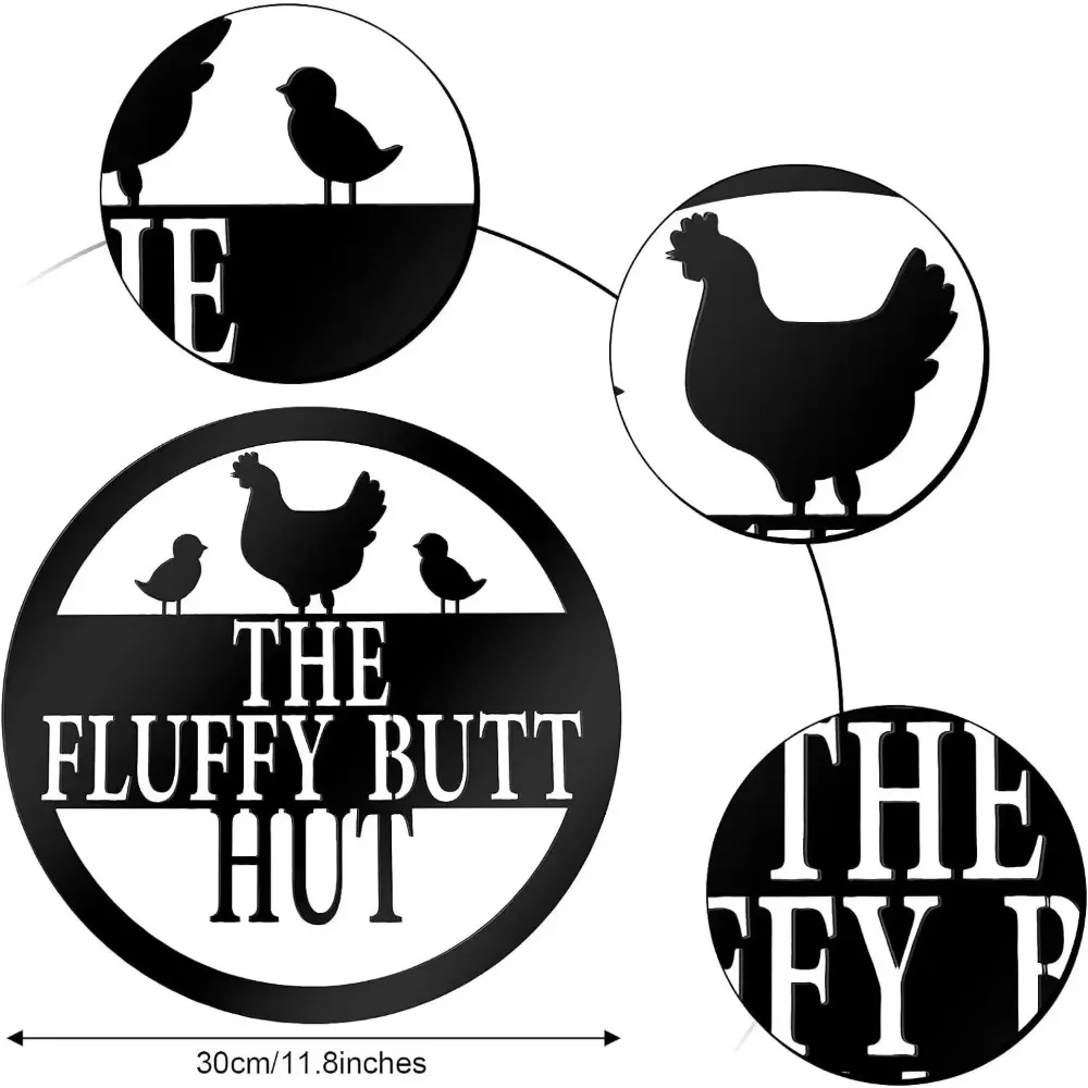 CIFBUY Fluffy Butt Hut Chicken Coop Iron Wall Decor Metal Art Hanging Ornament Durable Rust Proof Outdoor Home Gift Unique