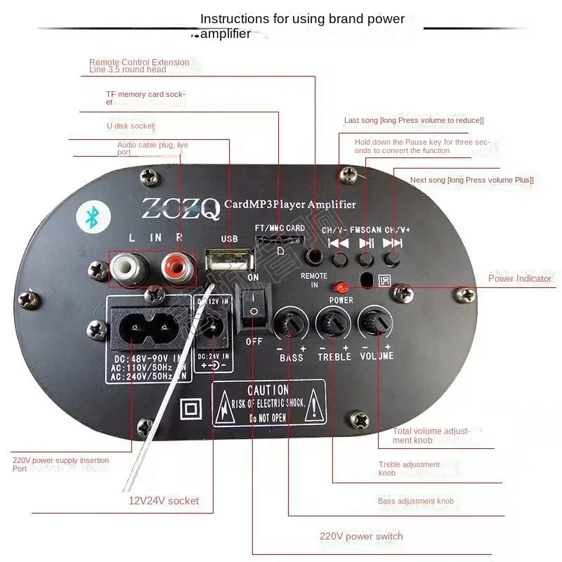 

Durable Eight inch slim high-end car mounted subwoofer 12V24V220V remote control card Bluetooth car audio system