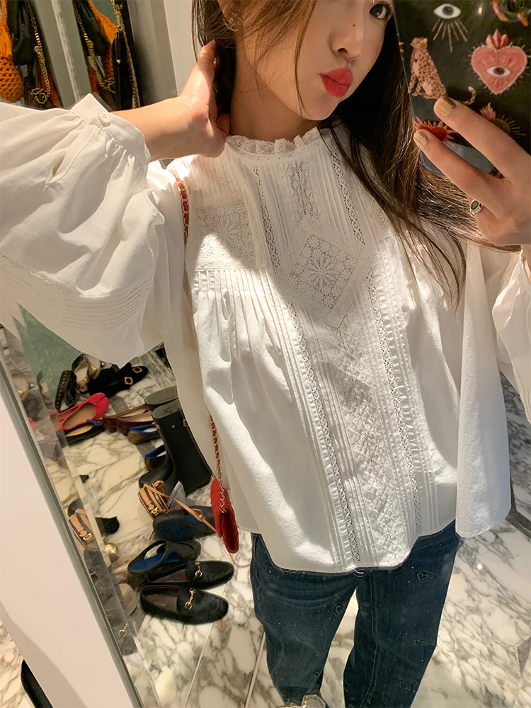 

Elegant White Embroidered Shirt Women's Fashionable Miniature High-End Sensation Unique Small Top Original Design Loose Fit P...
