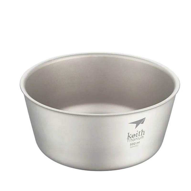 

Keith Titanium Bowl Camping Hiking Picnic Bowl Corrosion Resistance Lunch Box Salad Bowl Double-wall Utensils 550ml