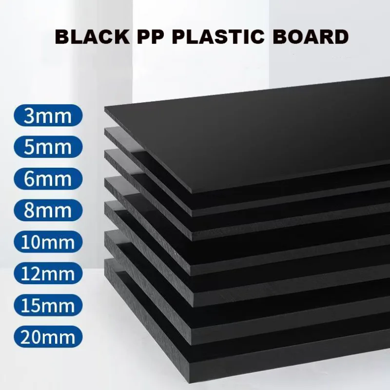 PP Plastic Partition Black Square Board Insulation Pad DIY Processing Customization Thickness 2/3/4/5/6/8/10/12/15/20/25/30mm