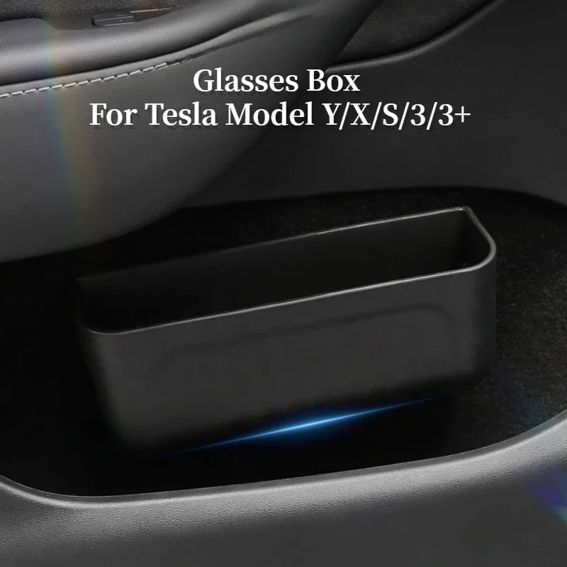 Car Storage Box Sticky Case Glasses Sunglasses Holder Garbage Trash Bin Door Seat Dash Board Accessories for Tesla Universal