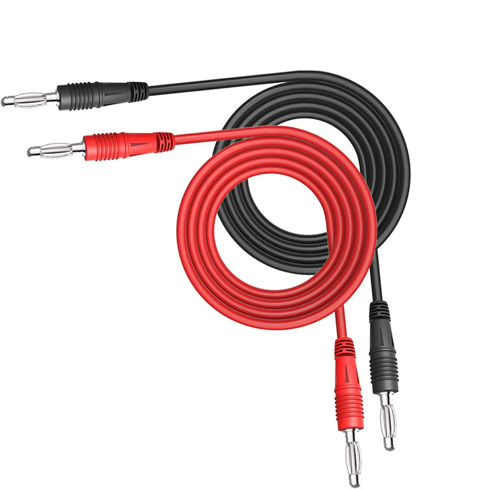 

P1041 2PCS 1000V 15A Dual 4mm Banana Plug Copper Multimeter Test Leads Soft Test Cable for Electrical Testing 1M Cable Black+Red