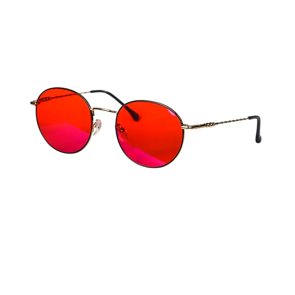 Lunettes rondes lunettes de lumière bleue femmes lentilles de protection de la lumière bleue lunettes rouge Orange y2k Anti lumière verte pour un bon sommeil