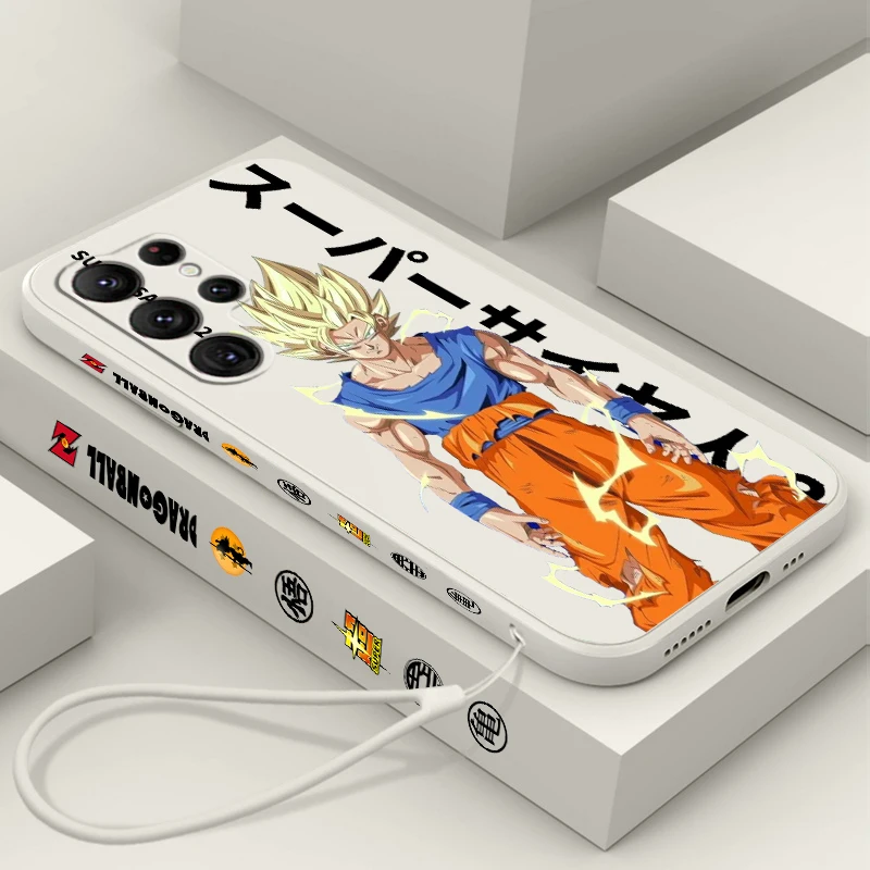 D-Dragon Ball Son Gohan Goku Liquid Left Rope For Samsung Galaxy S24 S23 S22 S21 S20 FE S10 Ultra Plus Lite 5G Cover Cover