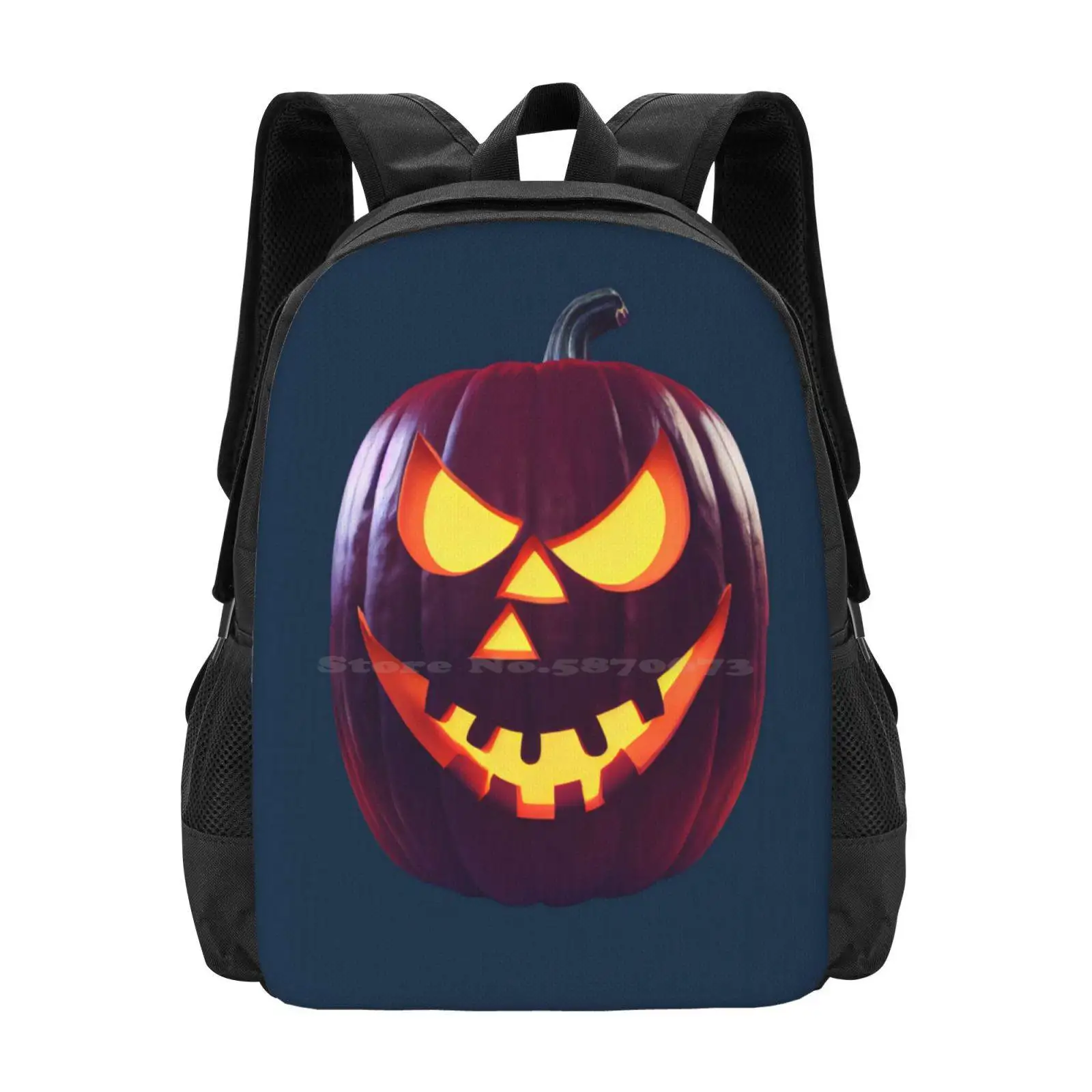 Halloween Pumpkin Head 01-08 Hot Sale Backpack Fashion Bags Evil Funny Pumpkin Heads Colorful Colourful Red Spooky Halloween