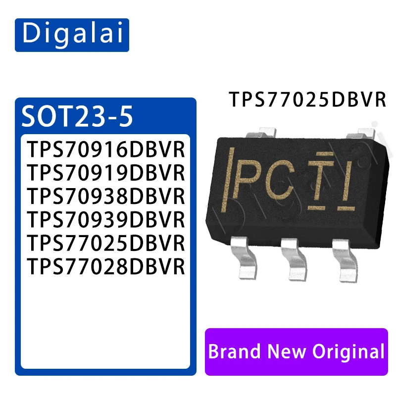 

Original TPS77025DBVR TPS77028 TPS70938 TPS70939 TPS70919 TPS70916 LDO Linear Voltage Regulator IC SOT-23-5 150mA Bulk Stock