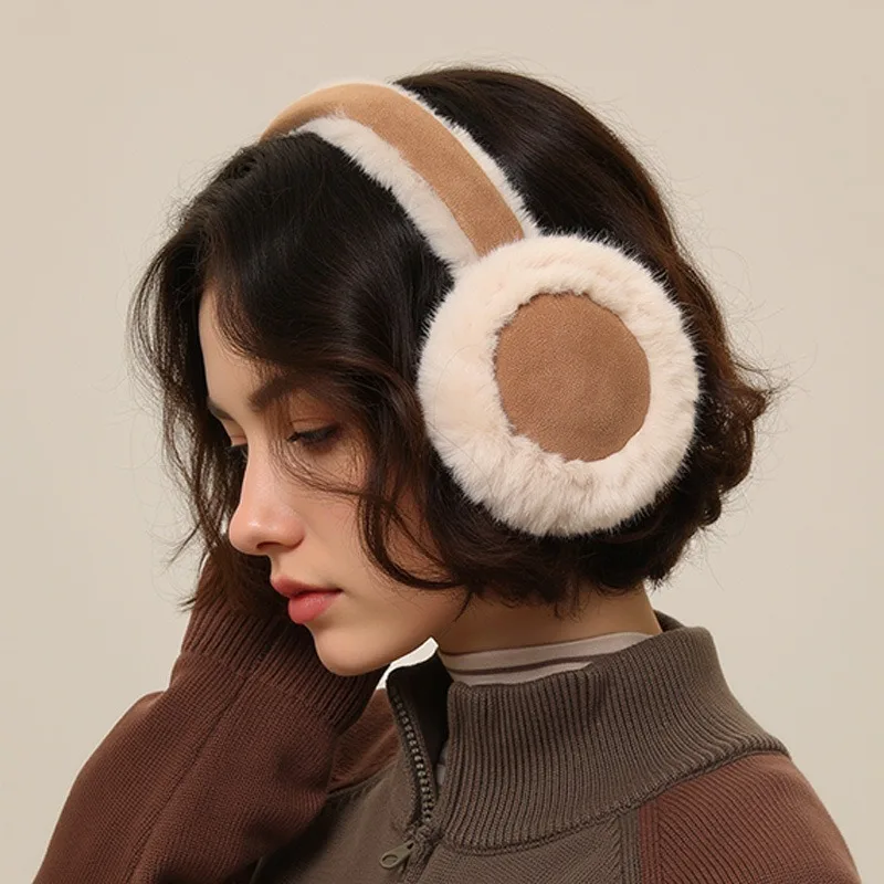 Autumn and Winter Suede Plush Earmuffs Women's Velvet Thickened Warm Earmuffs Riding Cold Ear Protection Winter Accessories