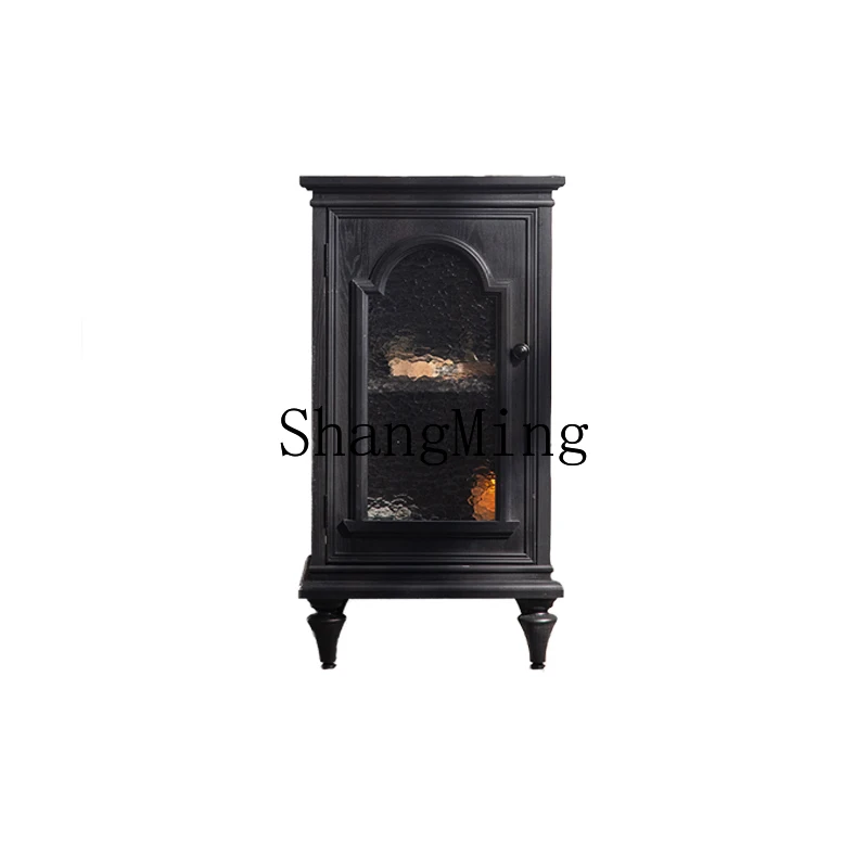 

CL solid wood dining side cabinet shelf retro sofa side cabinet TV side entrance cabinet