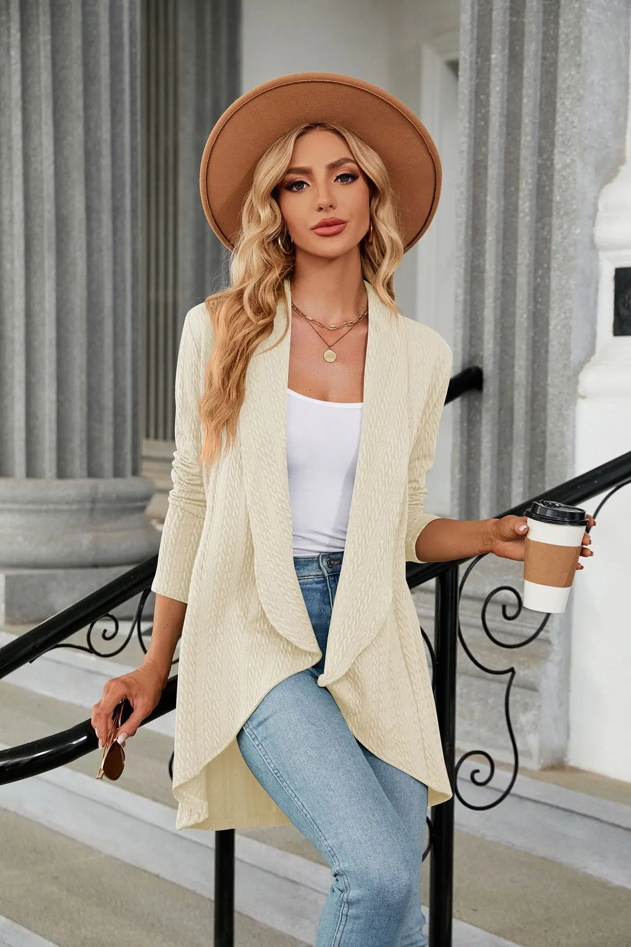 

Spring Autumn Elegant Women Thin Jacket Coat Long Sleeve Open Stitch Top 2025 Solid Color Casual Jacket Vintage Clothes Outwear