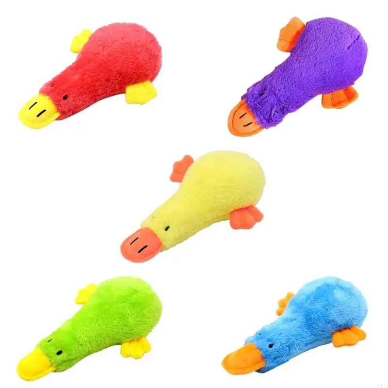 Kxra Dog Plush Sipeak фаршированные щенки Жетья игрушка мягкая шкура и искать для очистки зубов в стиле белой утки