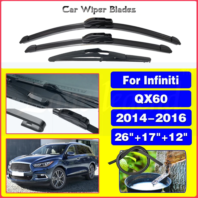 3PCS For Infiniti QX60 2014 2015 2016 Front Rear Wiper Blades Windshield Windscreen Window Cutter Accessories 26