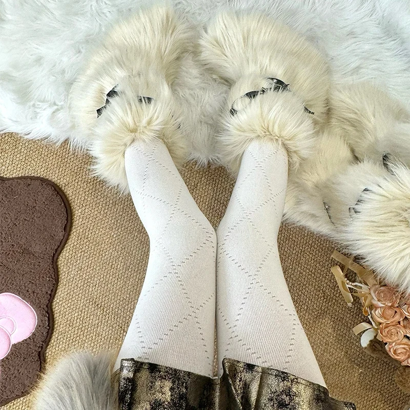 Women's 2025 Autumn New Jacquard Knitted Tights: Sexy Skinny Leggings + Winter Lolita Basic Pantyhose